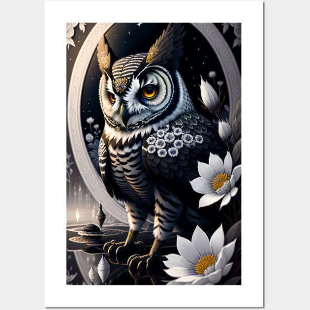 Magical Black Owl Wall Art by ERArts